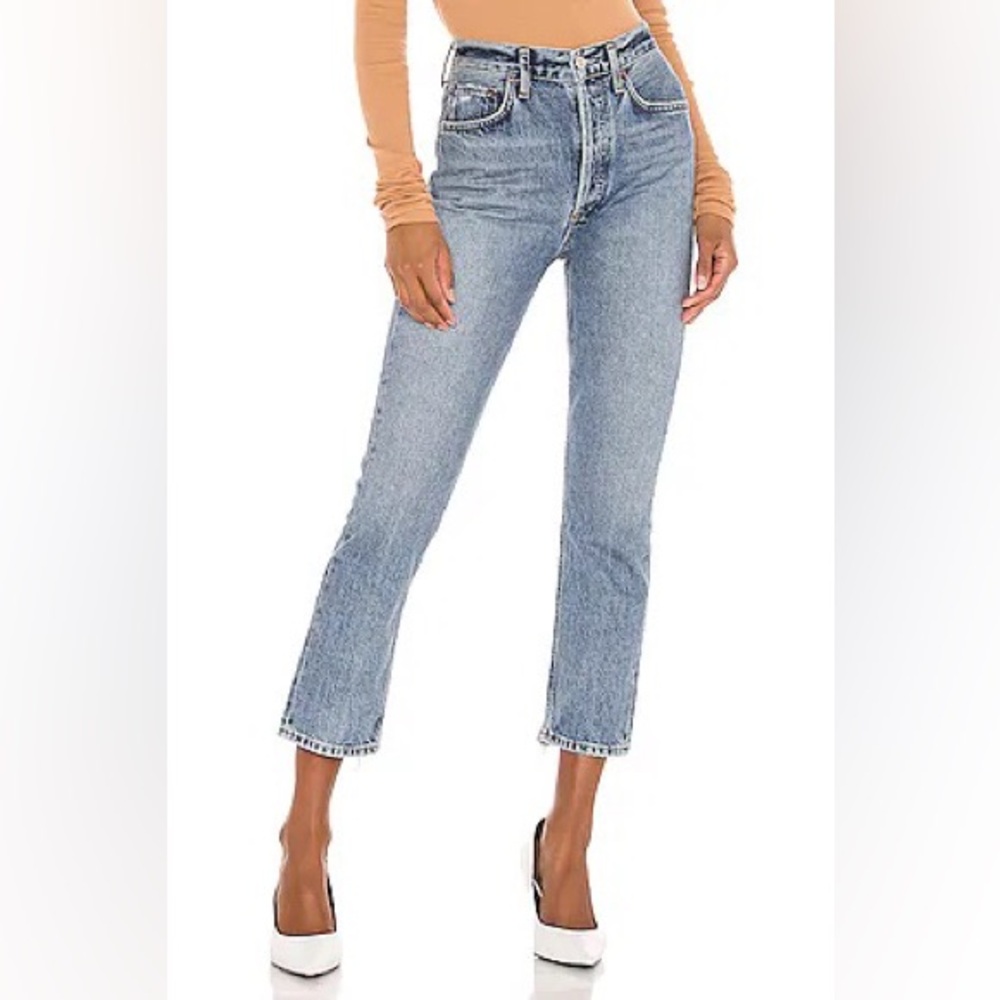 Agolde Riley High Rise Straight Crop in Emulsion Sz 25
